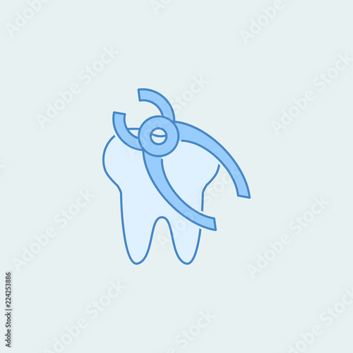 tooth removal 2 colored line icon. Simple colored element illustration. Outline symbol design from dental set