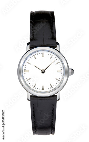 Silver wrist watch isolated with clipping path