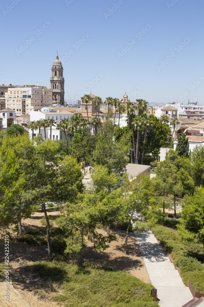 Malaga downtown from Alcazaba, Spain