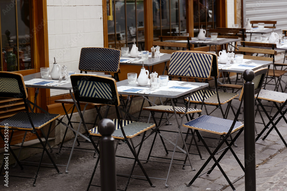 Romantic french outside restaurant in Montmartre
