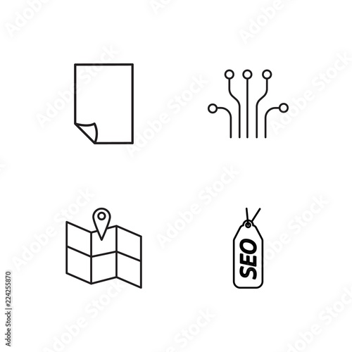 business simple outlined icons set