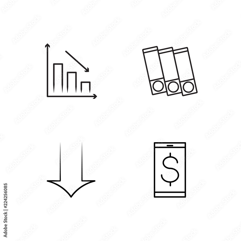 business simple outlined icons set business simple outlined icons set