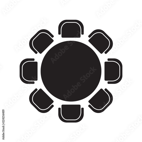 round table and chairs icon- vector illustration