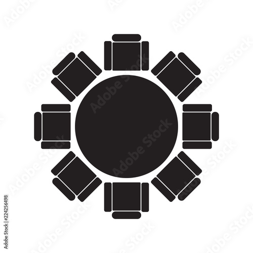 round table and chairs icon- vector illustration