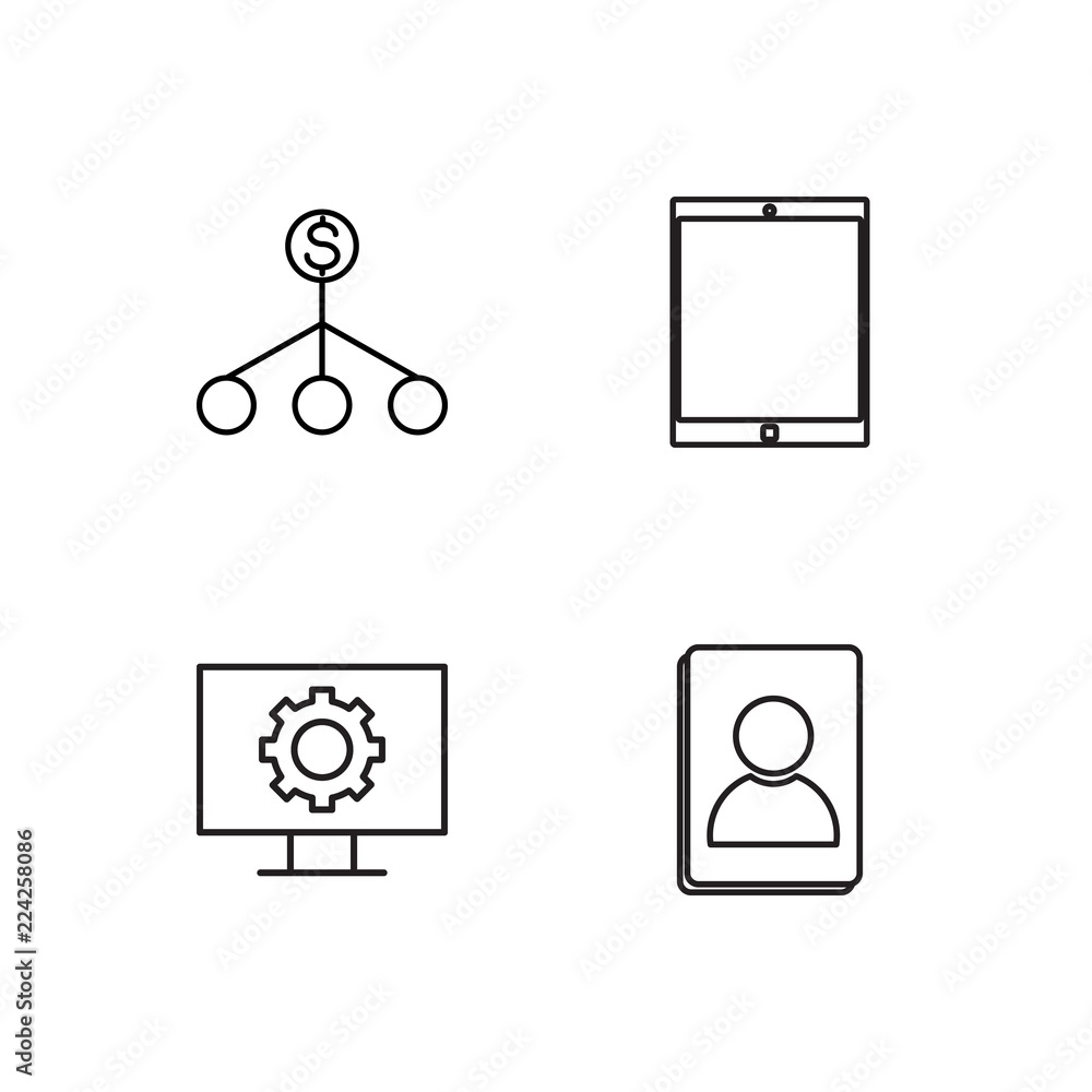 business simple outlined icons set business simple outlined icons set