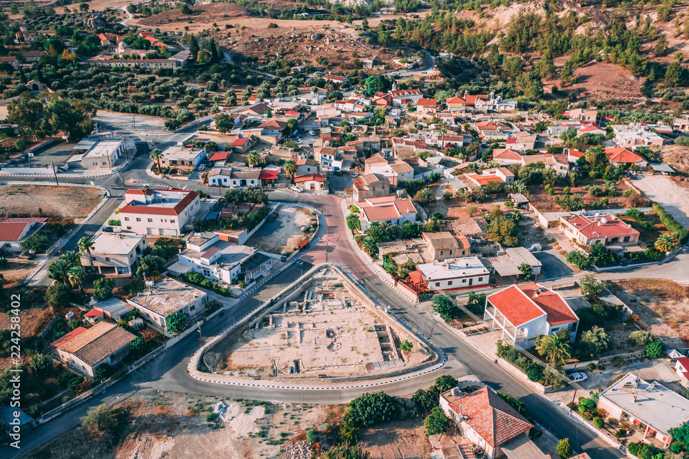 Aerial View of a Village in Cyprus