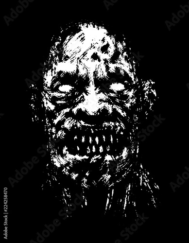 Angry ghoul face. Vector illustration.