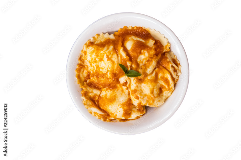 Macarrão com molho de tomate em tigela visto de cima Macarrão com molho de tomate em tigela visto de cima