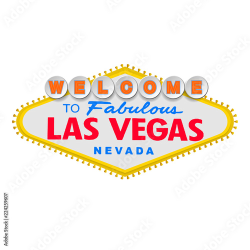 Classic retro Welcome to Las Vegas sign. Simple modern flat vector style illustration.