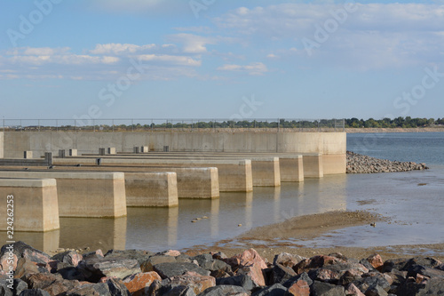 Colorado city water supply at Lake Standley reservoir for cities of Westminster, Northglenn, and Thornton in Colorado drying up from drought 