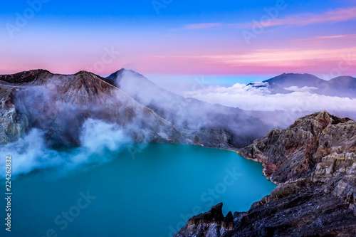 Kawah Ijen Volcano Crater is the famous tourist attraction of Indonesia in Asia