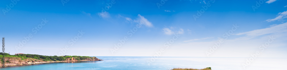 Fototapeta premium Beach of the Black Sea in Sinemorets, Bulgaria.View of coast near Sinemorets in Bulgaria..