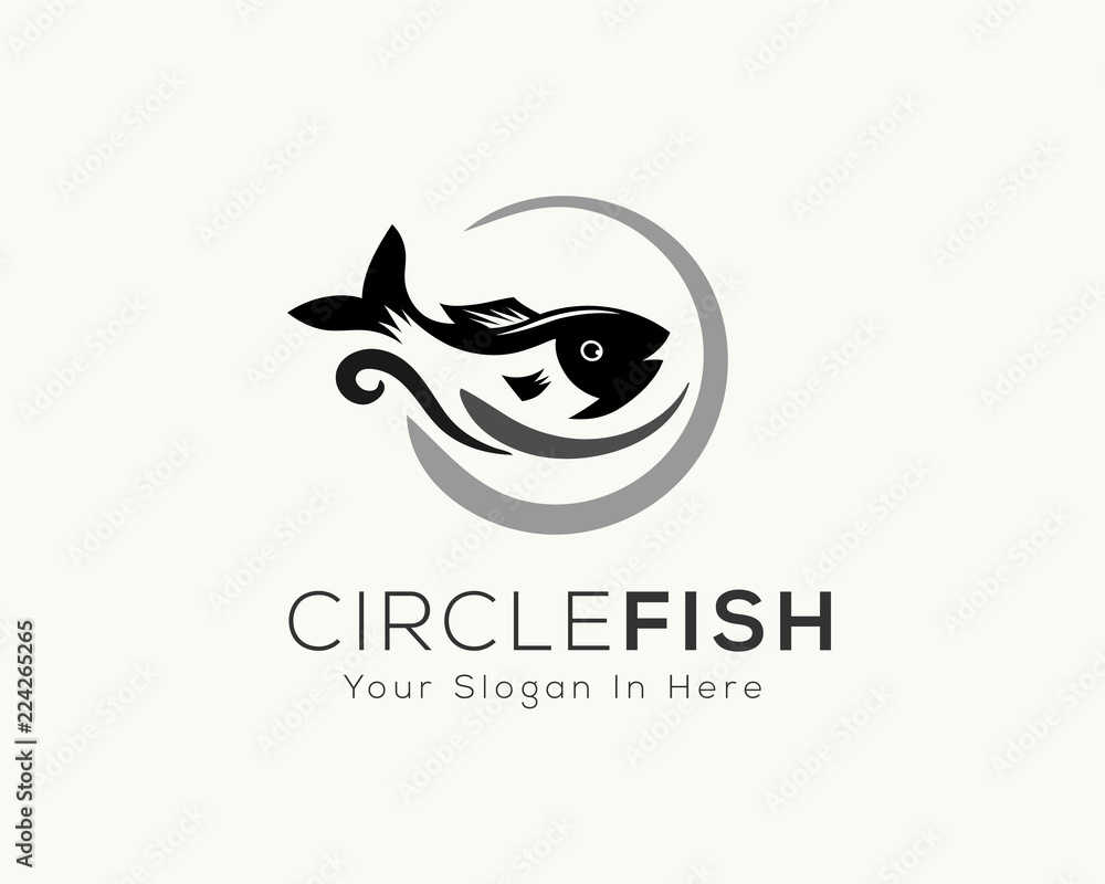 Circle logo fish on water Circle logo fish on water