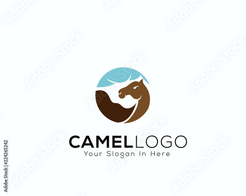 Circle camel logo travel art