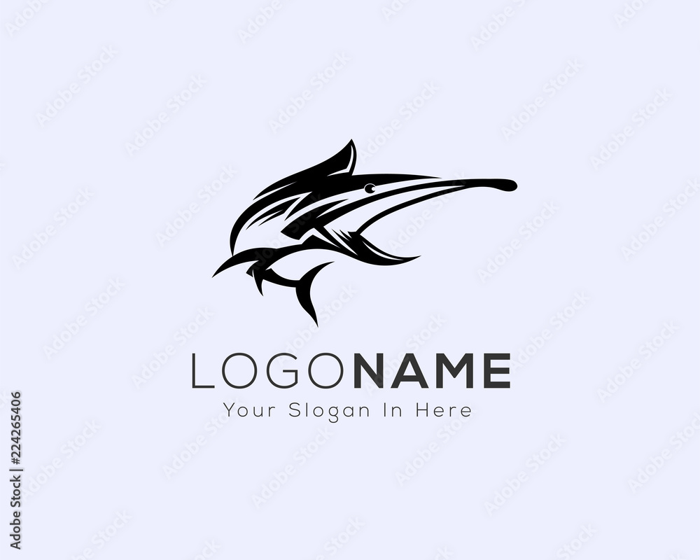 marlin fish jump art logo marlin fish jump art logo