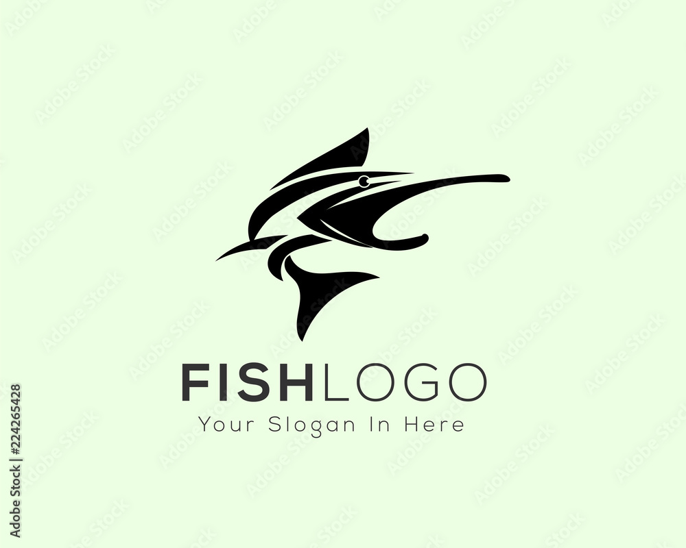 Obraz premium marlin fish jump art logo