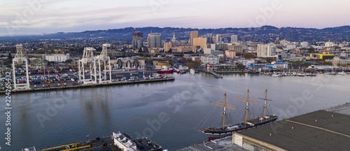 Aerial View Oakland Inner Harbor Port City Downtown Skyline