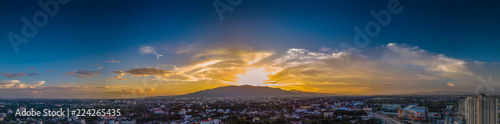 CHIANG MAI, THAILAND- AUGUST 7, 2018 : Aerial Panorama View of Chiang Mai City with sunset and twilight sky.. © somchairakin