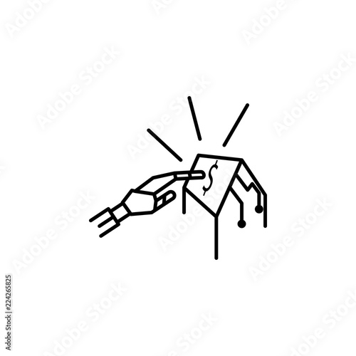 Advisor bot cyborg money concept line icon. Simple element illustration. Advisor bot cyborg money concept outline symbol design from Robot set. Can be used for web and mobile