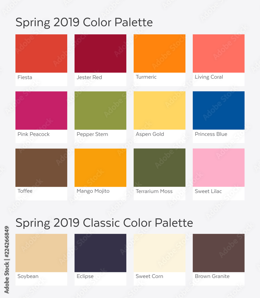 Spring / Summer 2019 Color Palette Example. Future Color Trend Forecast ...