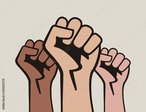 Raised three fists, power to the people