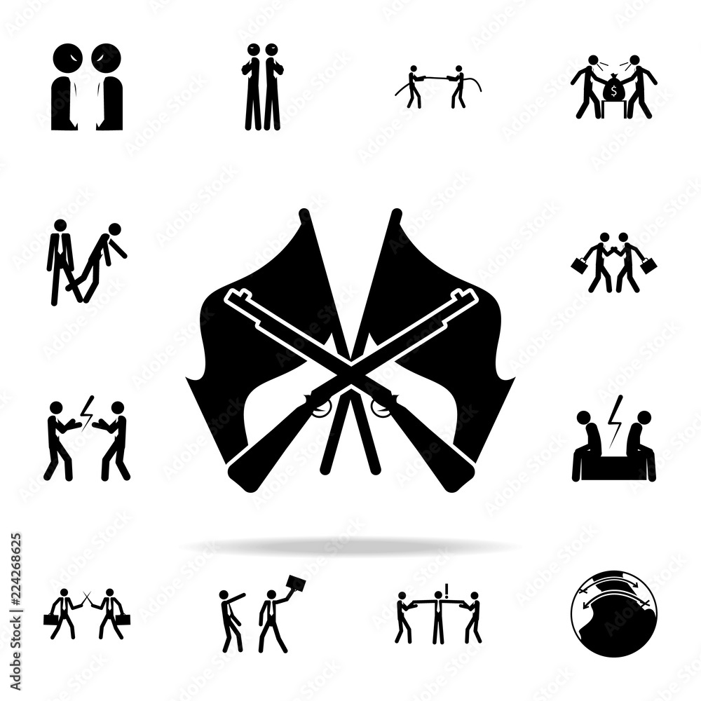 Obraz premium crossing of flags and weapons icon. conflict icons universal set for web and mobile