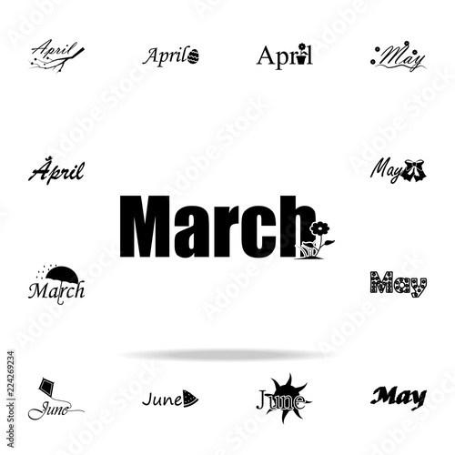 March icon. Name of month icons universal set for web and mobile