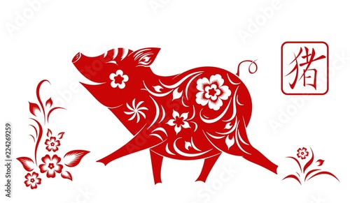 Happy chinese new year 2019.  Zodiac sign year of the pig