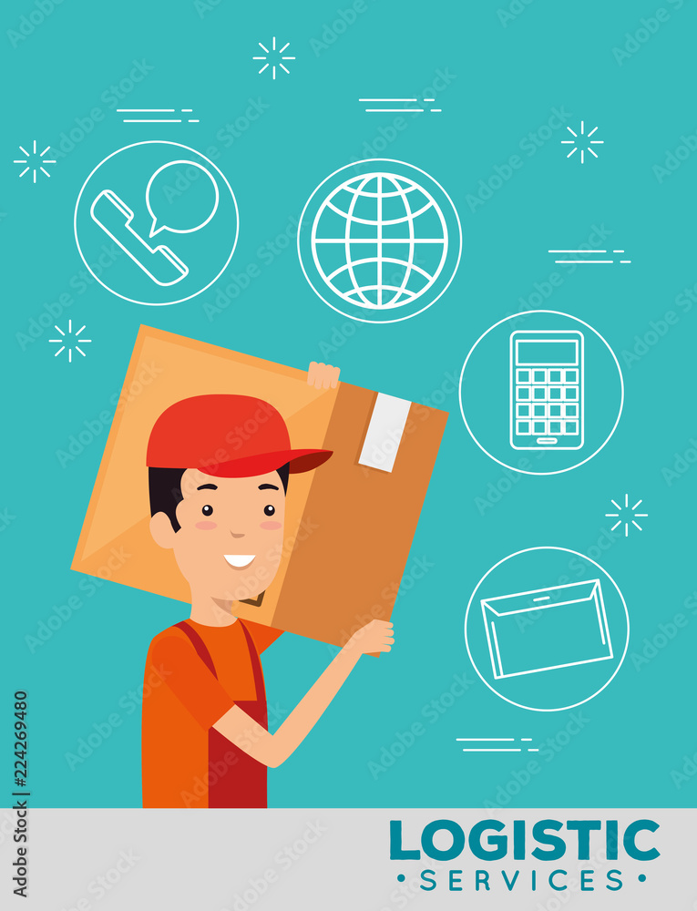 logistic services with delivery worker logistic services with delivery worker