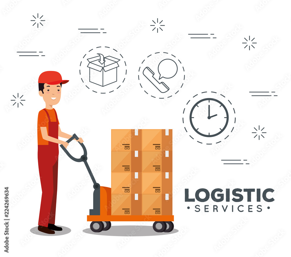 logistic services with delivery worker logistic services with delivery worker