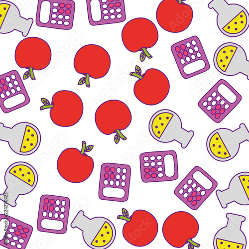 calculator math with apple fruit and tube test pattern