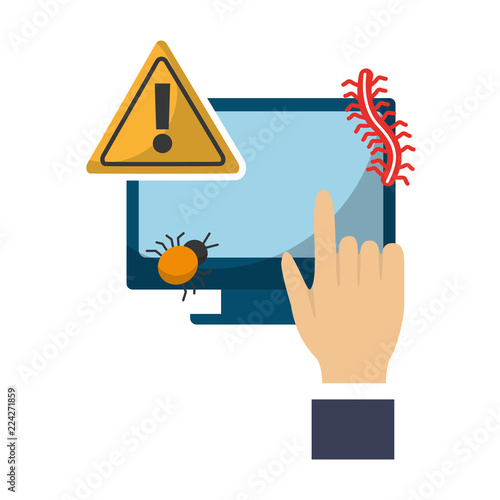 hand computer virus attack alert data protection
