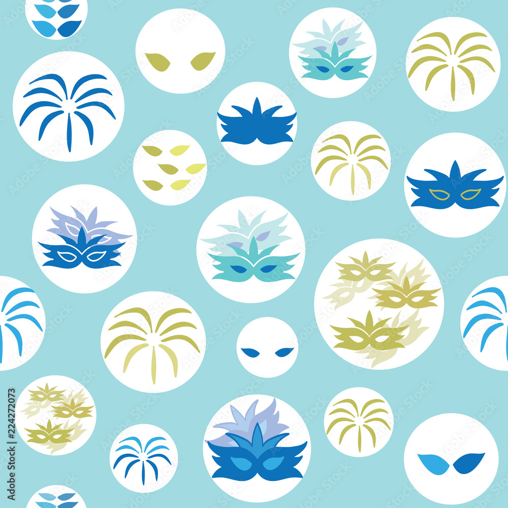 Vector blue carnival scene seamless pattern background. Suitable for fabrics, wallpapers, gift wrappers, scrapbook projects