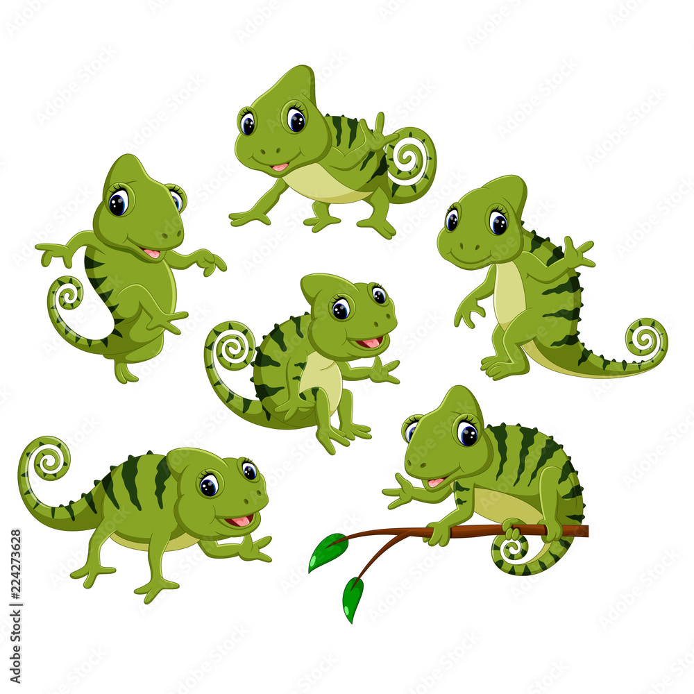 the collection of the green chameleon with different posing
the collection of the green chameleon with different posing