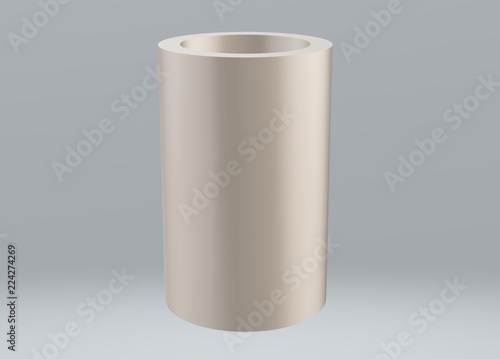 3d brown cylinder isolated on gray background. cylinder sign.