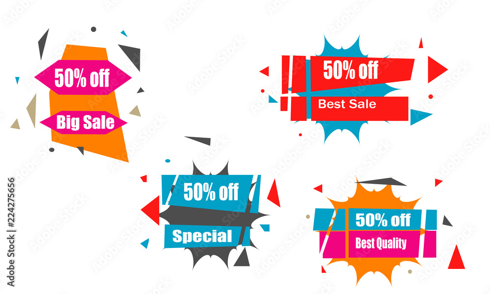 set of abstract geometric sale banner or background vector