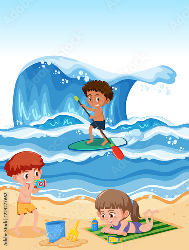 People at the summer beach
