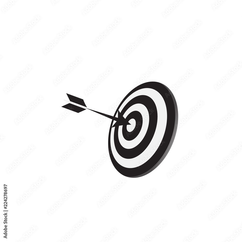 Target icon logo design for business or sport with arrow symbol. Goal