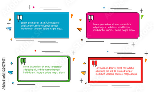 set of geometric quote boxes bubble talk quotation frame vector