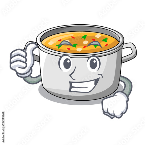 Thumbs up cartoon chicken soup pot for dinner