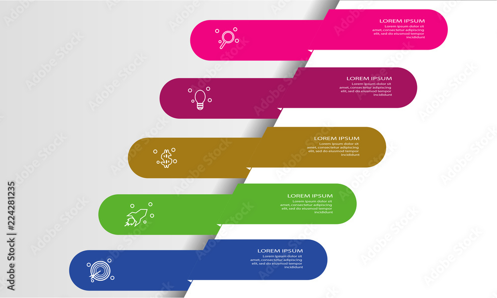 modern infographic timeline with 5 options design template vector modern infographic timeline with 5 options design template vector