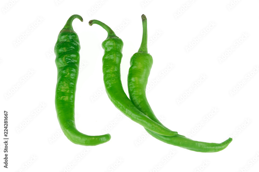 spicy green pepper isolated on white background spicy green pepper isolated on white background