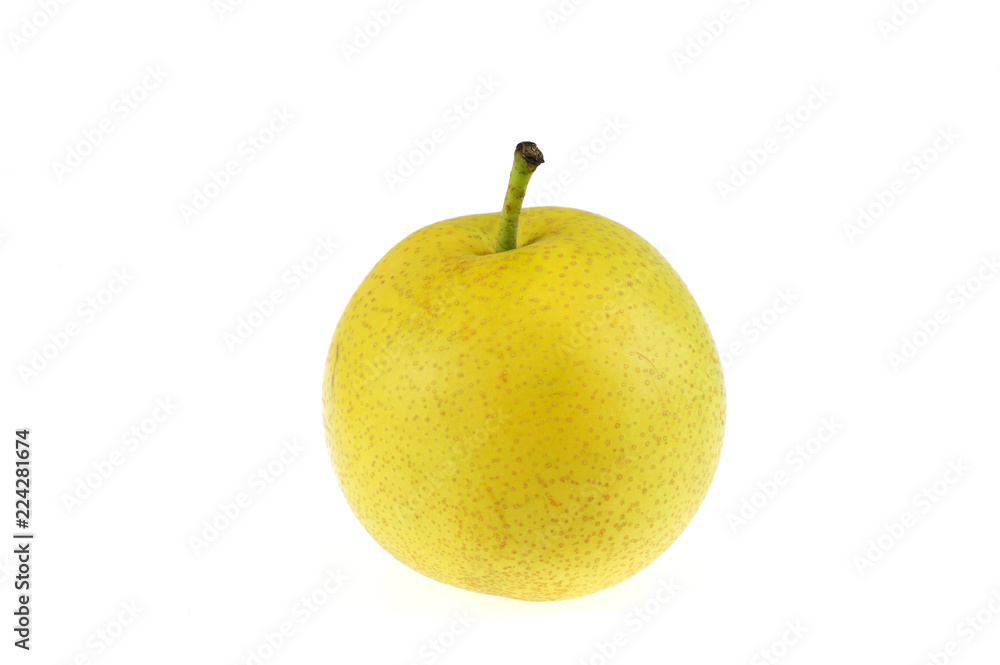 single yellow Asian pear isolated on white background single yellow Asian pear isolated on white background