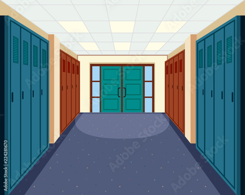 Empty high school hallway