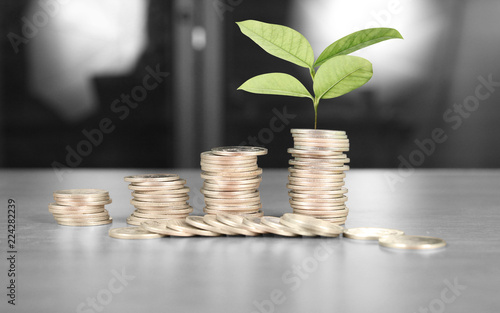  coins stock finance and business concept
