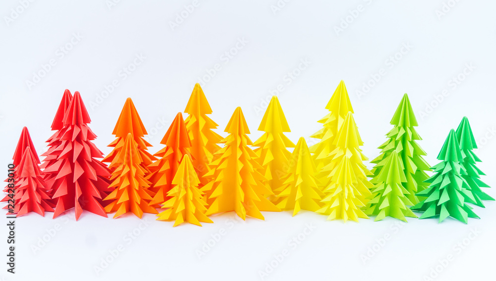 Multicolored paper Christmas tree white background Multicolored paper Christmas tree white background