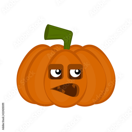 Disgusted halloween pumpkin cartoon character