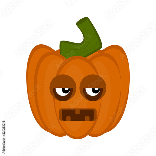 Disgusted halloween pumpkin cartoon character