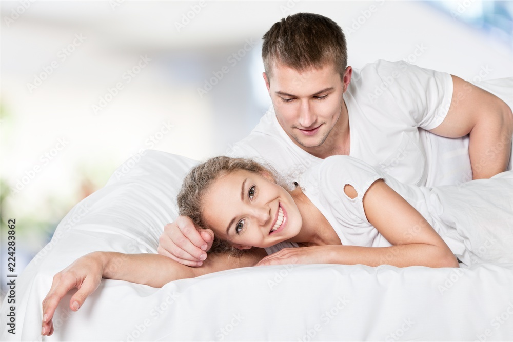 Side view of beautiful young couple sleeping Side view of beautiful young couple sleeping