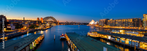 Panorama of Sydney harbour and bridge in Sydney city